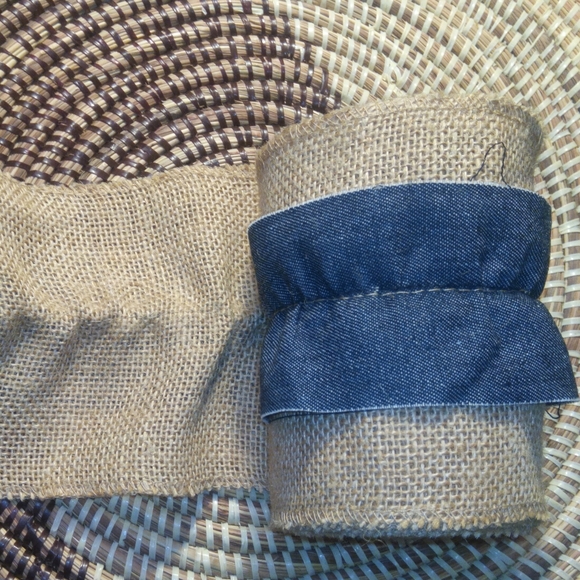 2 Rolls of Burlap with Denim Trim - Picture 5 of 8